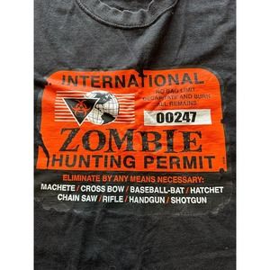 International Zombie Hunting Permit Black 3XLT, T-Shirt. Halloween, Walking Dead